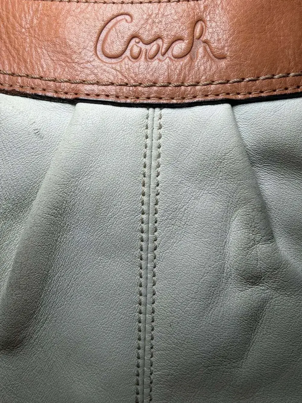 Coach Leather Hobo Shoulder Bag Ivory Cream Tan Trim F13730 Womens Purse - Picture 8 of 8